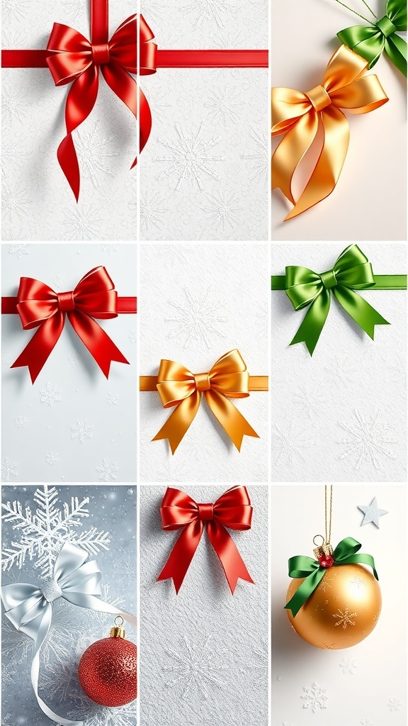 Aesthetic Christmas bow wallpapers for iPhone featuring festive designs with bows and holiday colors.